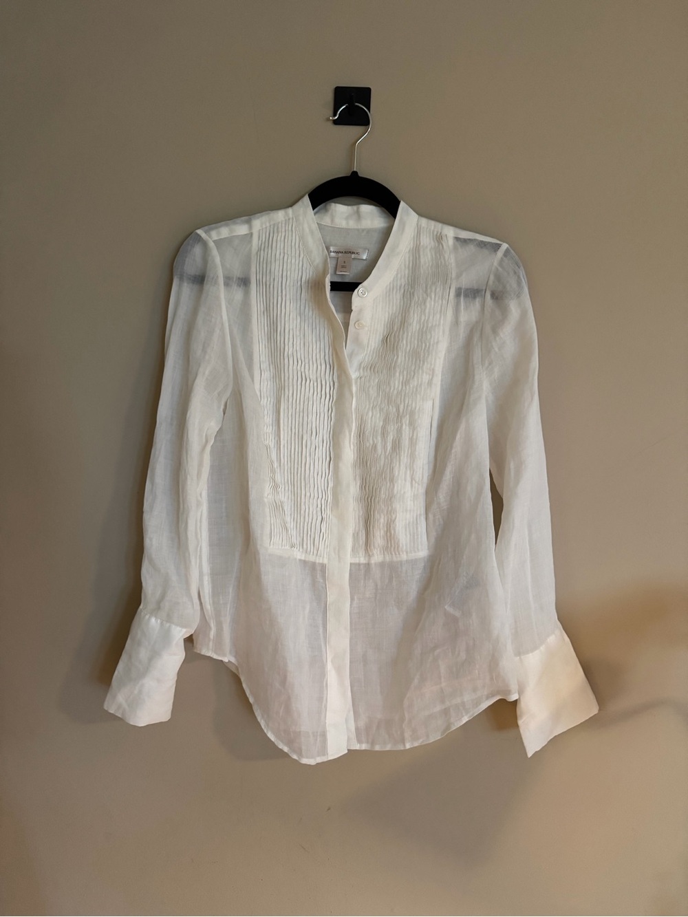 Banana Republic White Pintuck Cotton Blouse